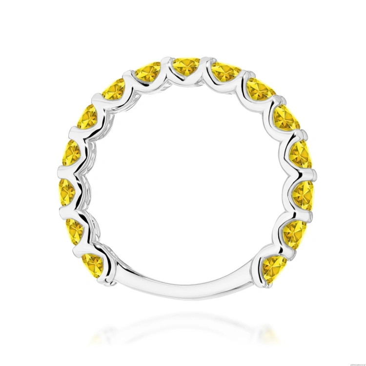 Pierścionek W0722 Diament Laboratoryjny Żółty białe złoto 375
