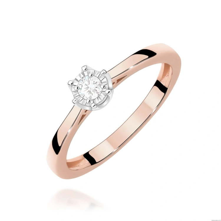 Pierścionek W0715 Diament 0,10ct różowe złoto