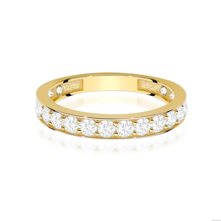 Pierścionek W0726 z diamentami laboratoryjnymi żółte złoto