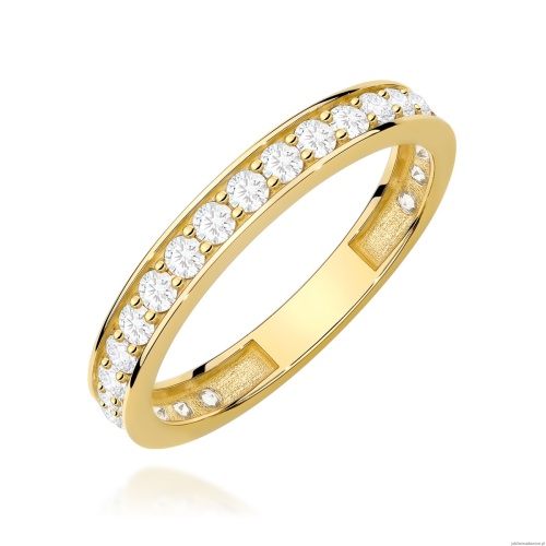 Pierścionek W0725 z diamentami żółte złoto 375