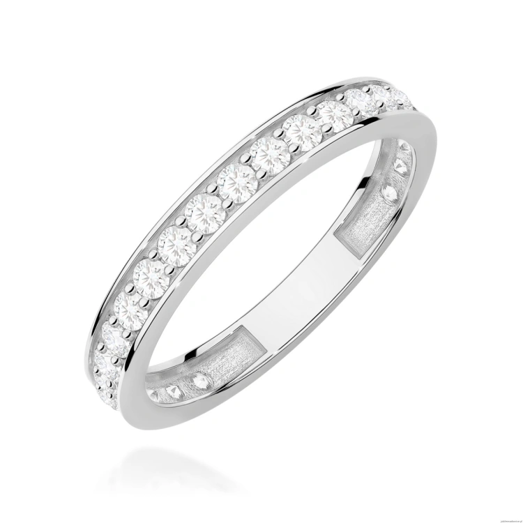 Pierścionek W0725 z diamentami laboratoryjnymi białe złoto 375