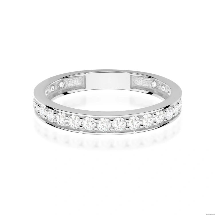 Pierścionek W0725 z diamentami laboratoryjnymi białe złoto 375