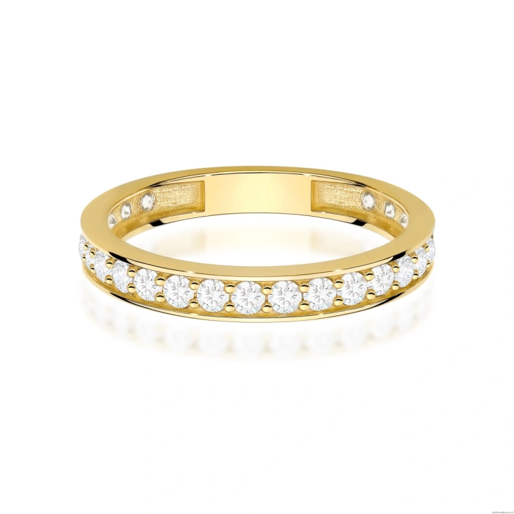 Pierścionek W0725 z diamentami laboratoryjnymi żółte złoto 375
