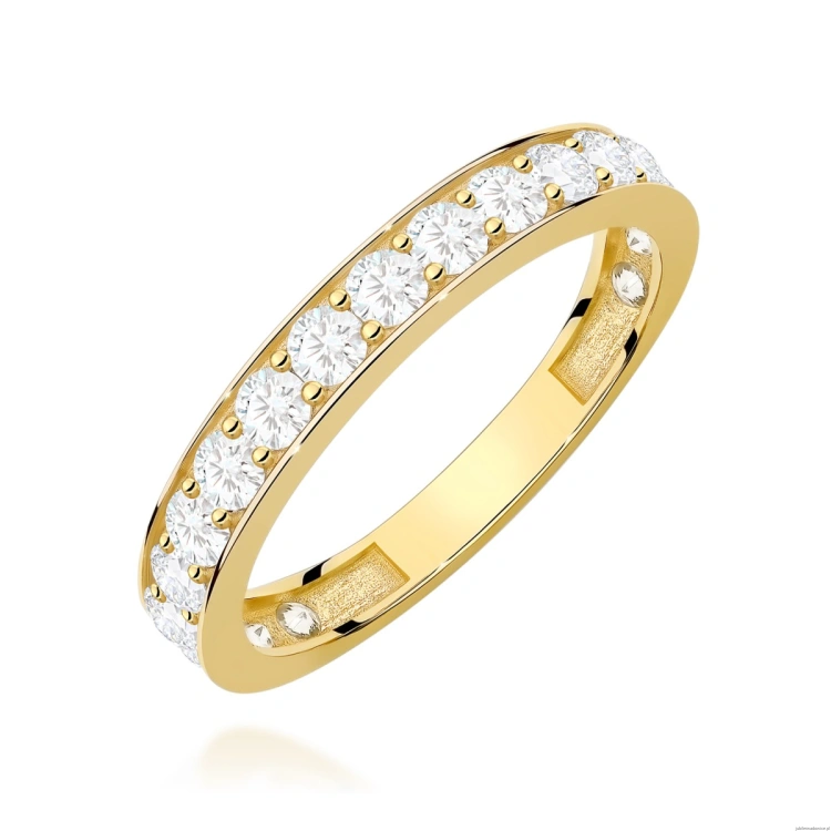 Pierścionek W0726 z diamentami żółte złoto 375