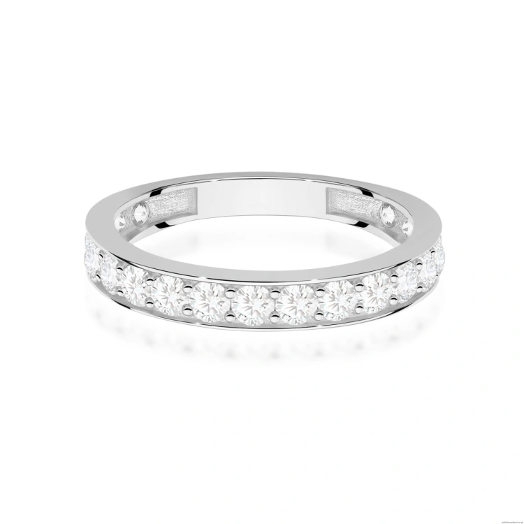 Pierścionek W0726 z diamentami laboratoryjnymi białe złoto 375