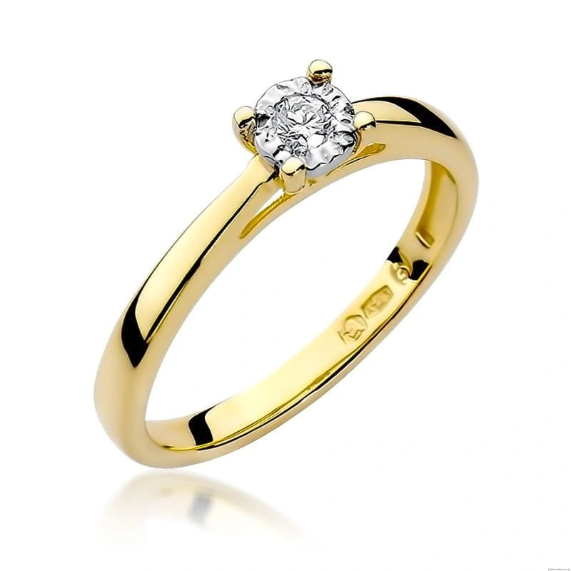 Pierścionek W007 Diament 0,08ct żółte złoto