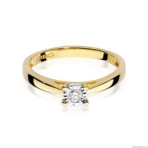 Pierścionek W007 Diament 0,08ct żółte złoto