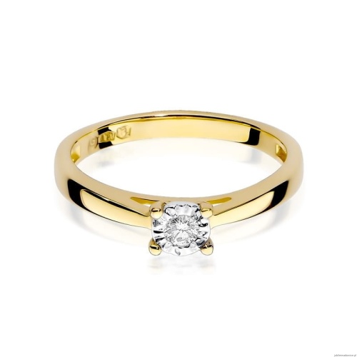 Pierścionek W007 Diament 0,08ct żółte złoto