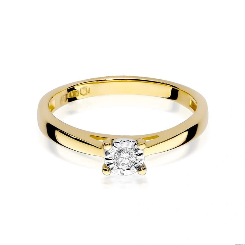 Pierścionek W007 Diament 0,08ct żółte złoto