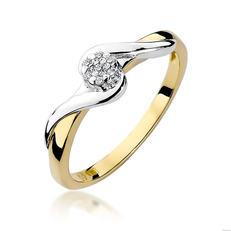 Pierścionek W022 Diament 0,04ct żółte złoto