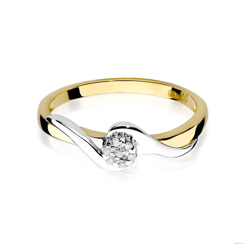Pierścionek W022 Diament 0,04ct żółte złoto
