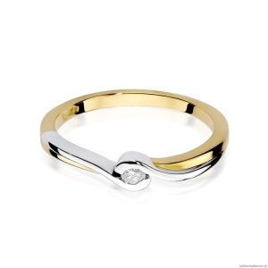 Pierścionek W027 Diament 0,05ct żółte złoto