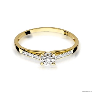 Pierścionek W034 Diament 0,04ct żółte złoto
