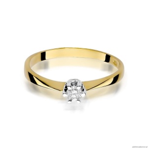 Pierścionek W036 Diament 0,10ct żółte złoto