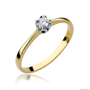 Pierścionek W047 Diament 0,10ct żółte złoto