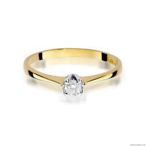 Pierścionek W047 Diament 0,10ct żółte złoto