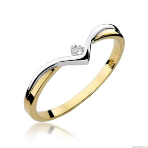 Pierścionek W051 Diament 0,04ct żółte złoto