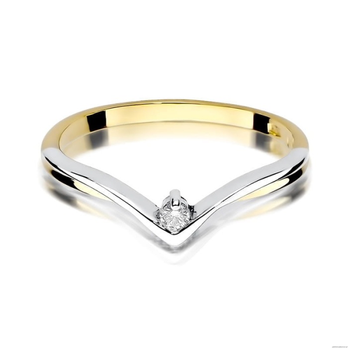 Pierścionek W051 Diament 0,04ct żółte złoto