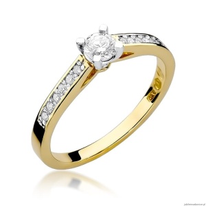 Pierścionek W052 Diament 0,30ct żółte złoto