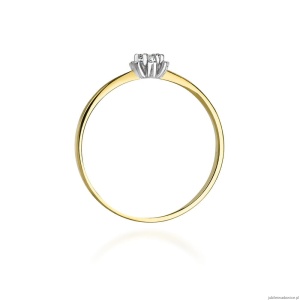 Pierścionek W053 Diament 0,10ct żółte złoto