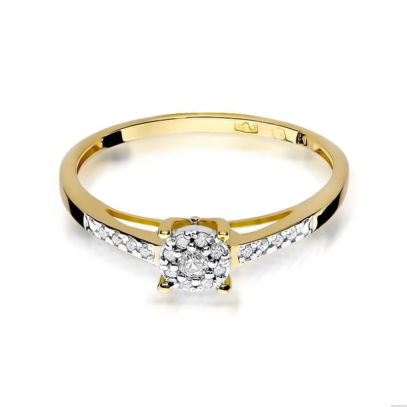 Pierścionek W055 Diament 0,04ct żółte złoto