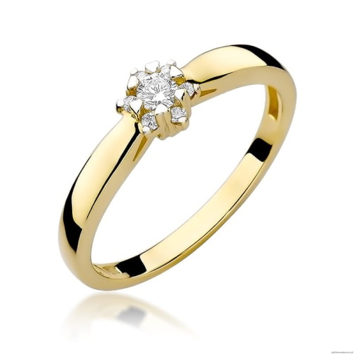 Pierścionek W061 Diament 0,10ct żółte złoto