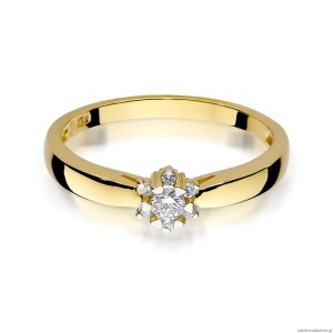 Pierścionek W061 Diament 0,10ct żółte złoto