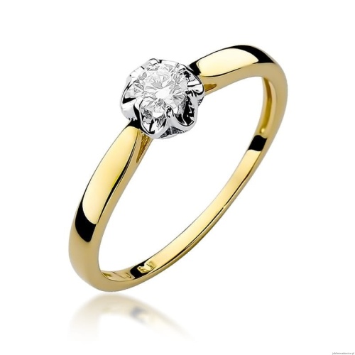 Pierścionek W062 Diament 0,15ct żółte złoto