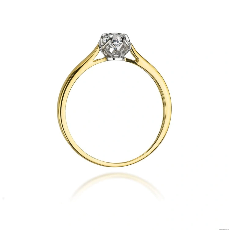 Pierścionek W062 Diament 0,15ct żółte złoto