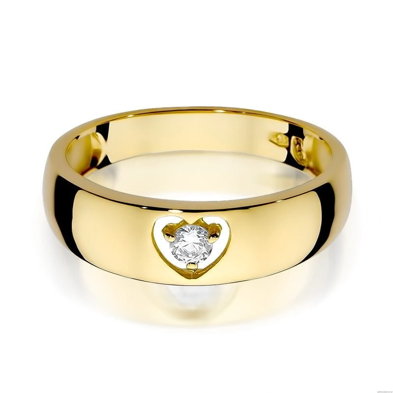 Pierścionek W071 Diament 0,10ct żółte złoto
