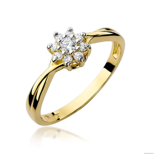 Pierścionek W072 Diament 0,10ct żółte złoto