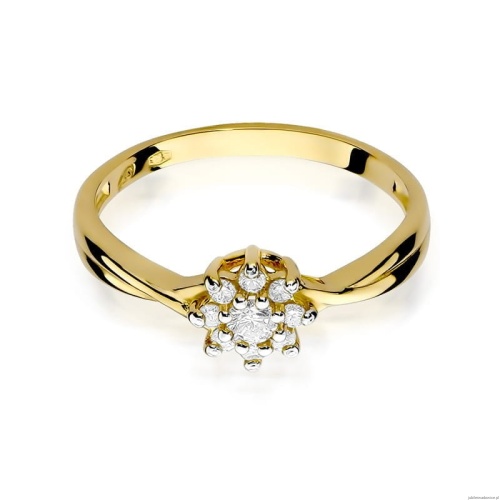 Pierścionek W072 Diament 0,10ct żółte złoto