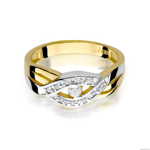 Pierścionek W083 Diament 0,05ct żółte złoto