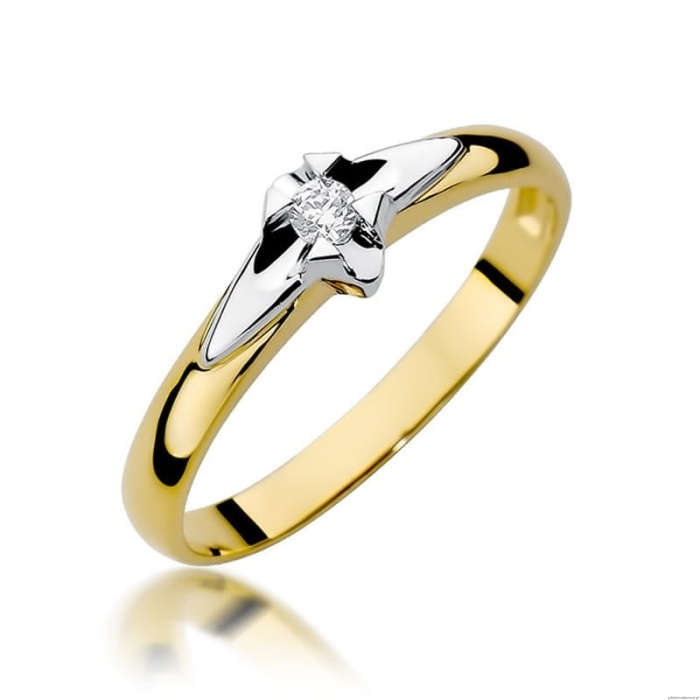 Pierścionek W088 Diament 0,04ct żółte złoto
