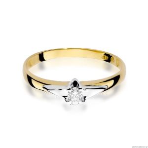 Pierścionek W088 Diament 0,08ct żółte złoto