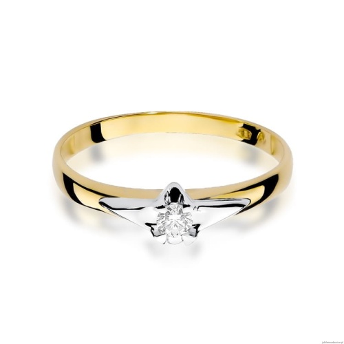 Pierścionek W088 Diament 0,08ct żółte złoto