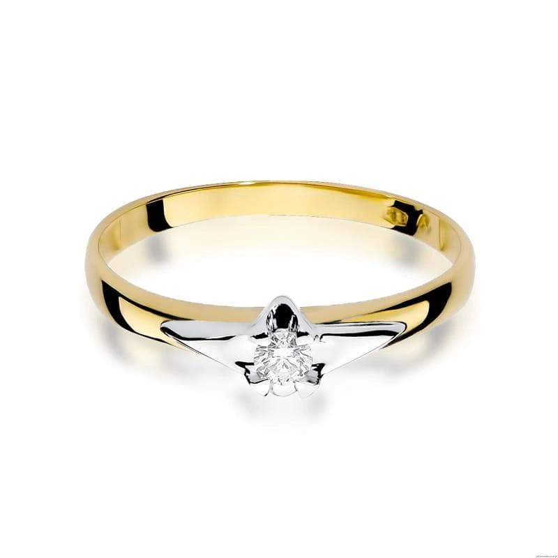 Pierścionek W088 Diament 0,08ct żółte złoto