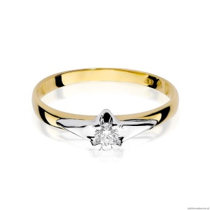 Pierścionek W088 Diament 0,12ct żółte złoto