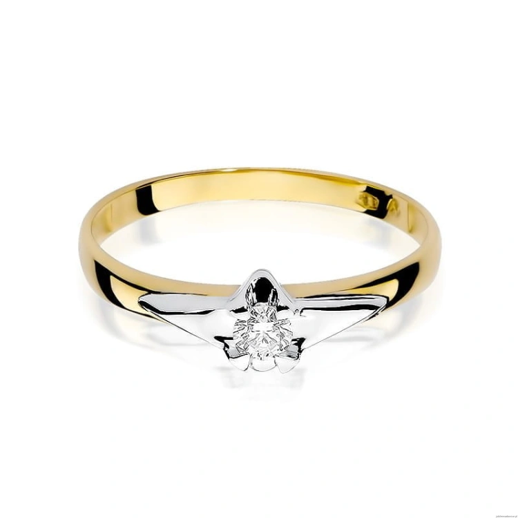 Pierścionek W088 Diament 0,12ct żółte złoto