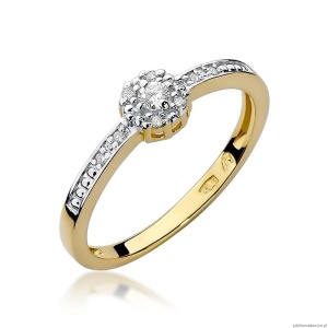 Pierścionek W091 Diament 0,02ct żółte złoto