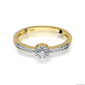 Pierścionek W091 Diament 0,02ct żółte złoto