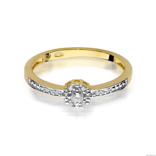 Pierścionek W091 Diament 0,02ct żółte złoto