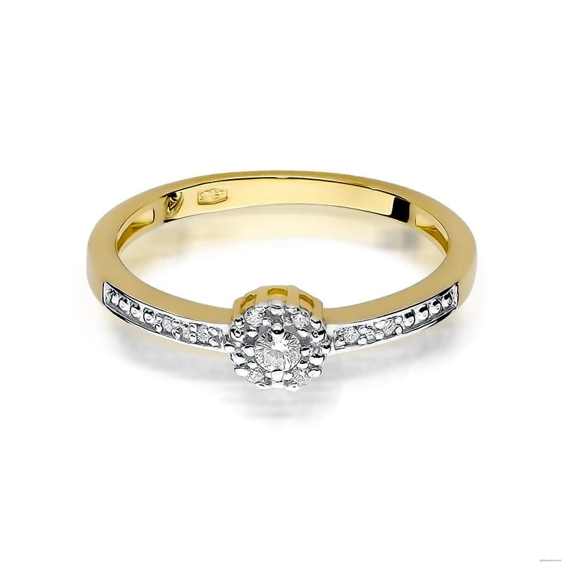 Pierścionek W091 Diament 0,02ct żółte złoto