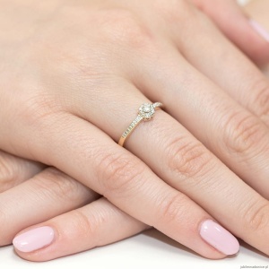 Pierścionek W091 Diament 0,02ct żółte złoto