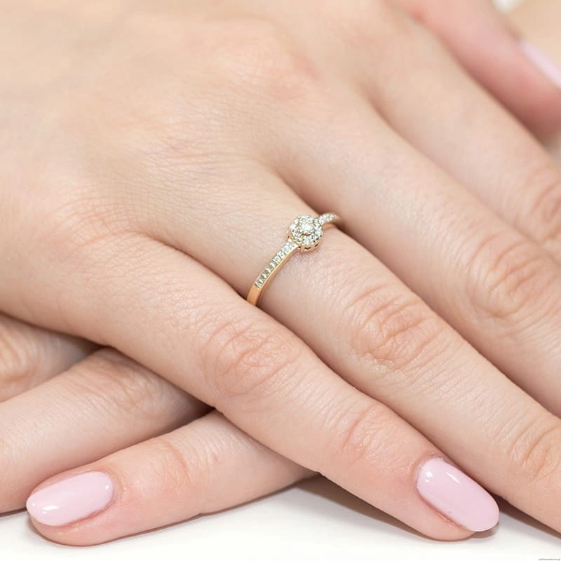 Pierścionek W091 Diament 0,02ct żółte złoto