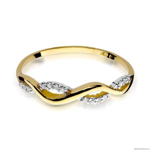 Pierścionek W096 z diamentami żółte złoto