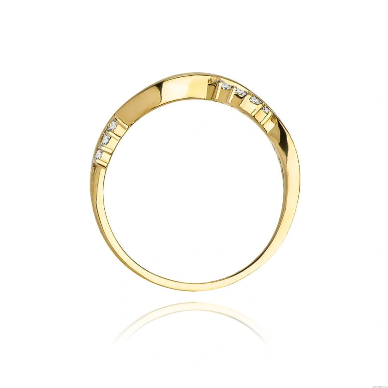 Pierścionek W096 z diamentami żółte złoto