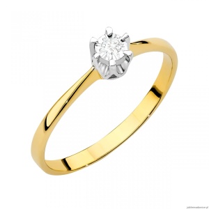 Pierścionek W111T Diament 0,03ct żółte złoto