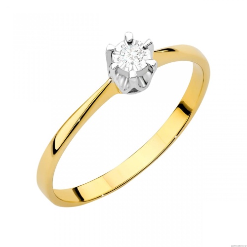 Pierścionek W111T Diament 0,03ct żółte złoto