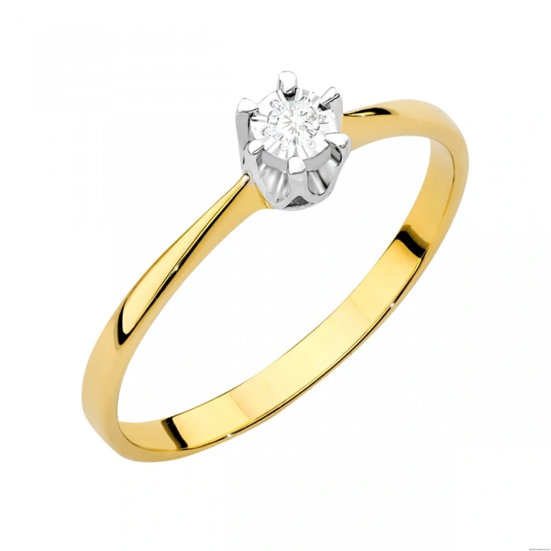 Pierścionek W111T Diament 0,03ct żółte złoto